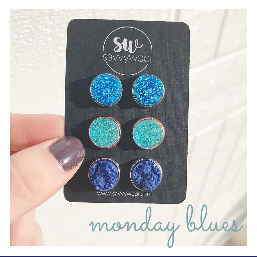 Handmade Savvy Wool Druzy Earrings Set